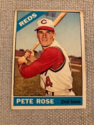 1966 Topps 30 Pete Rose Hof Cincinnati Reds (crease) Bv $100