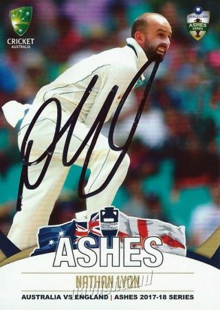 ✺signed✺ 2017 2018 Australian Cricket Card Nathan Lyon Big Bash League Ashes