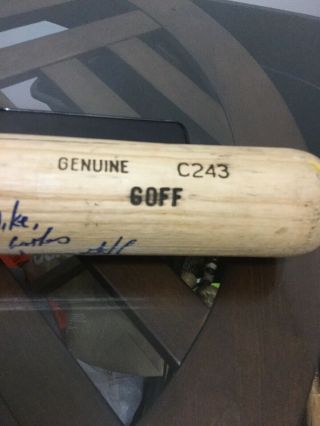 Expos Pirates Astros Jerry Goff Signed Autographed Game Bat 3