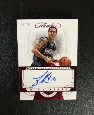 Mike Bibby Auto /15 2017 - 18 Panini Flawless Momentous On Card Autograph Ruby Sp