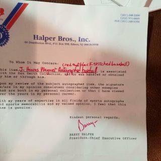 Honus Wagner Signed Autographed Baseball With Halper 3