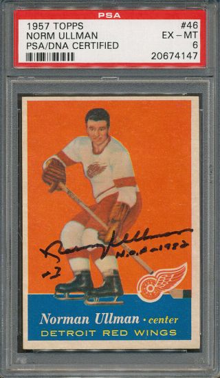 1957/58 Topps 46 Norm Ullman Psa/dna Certified Authentic Signed 4147