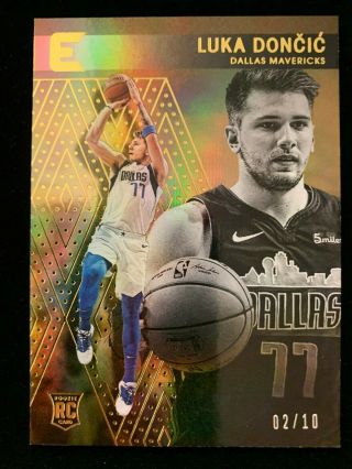 2018 - 19 Panini Chronciles Luka Doncic Rc 02/10 Essentials Gold Parallel Rookie