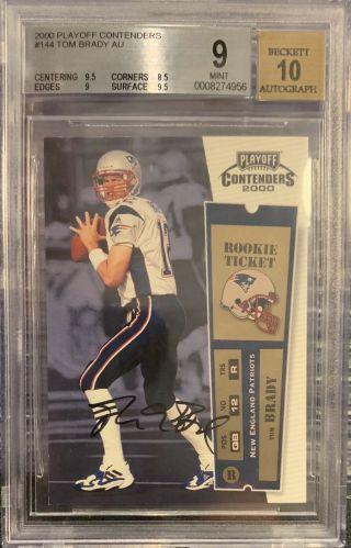 2000 Playoff Contenders Tom Brady Rc Bgs 9 10 Auto Rookie Ticket Great Subs Psa?