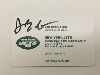Jim Bob Cooter Autograph York Jets Business Card Signed