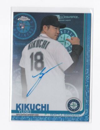 Yusei Kikuchi 2019 Topps Chrome Rookie Autograph Blue Refractor Auto Rc 028/150