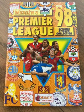 1998 Merlin’s Premier League Sticker Album Book 1998 Complete In Binder