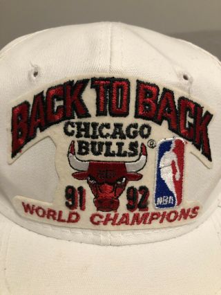 Chicago Bulls Back To Back 91 92 Champions Sports Specialties White Cap Hat Mj