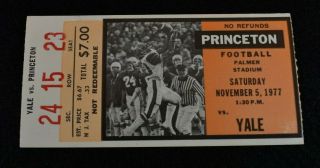 1977 Yale Vs Princeton Football Ticket - Palmer Stadium - November 5th