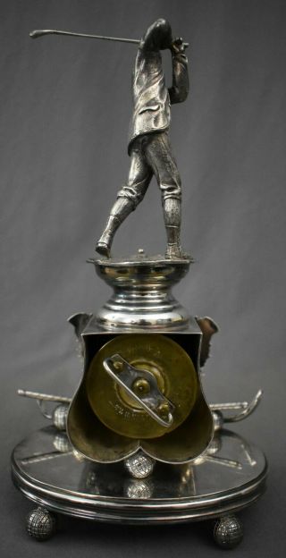 1880s British United Clock Company Golf Trophy w/ Silver Plated Base 3