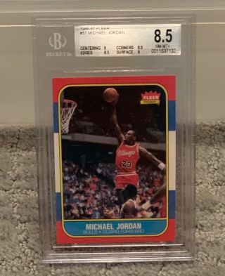 Michael Jordan 86 - 87 Fleer Rookie Bgs 8.  5