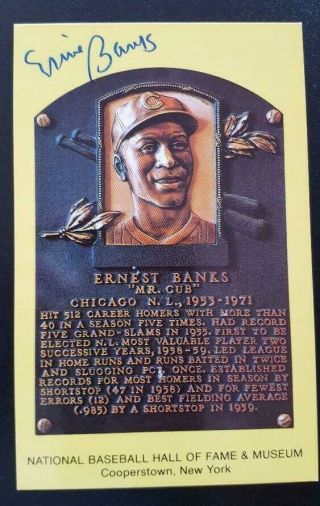 Ernie Banks Autographed Gold Card From Baseball Hall Of Fame