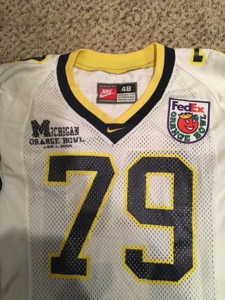 Jeff Backus Michigan Football 2000 Orange Bowl Game Issued Jersey Worn 2