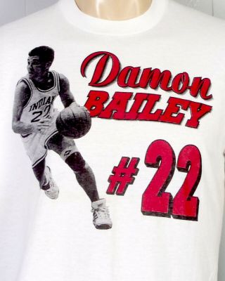 Vtg 80s 90s Single Stitch Rare Indiana Hoosiers Damon Bailey T - Shirt Pacers L