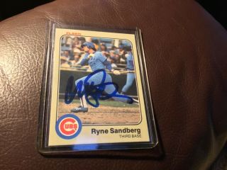 Ryne Sandberg Autographed 1983 Fleer Rookie Baseball Card Signed