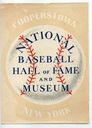 52699.  50s Decal Cooperstown Ny National Baseball Hall Of Fame & Museum