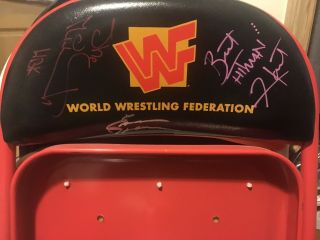 Wwf Wwe Survivor Series Chair 1997 Signed Bret Hart Shawn Michaels Earl Hebner
