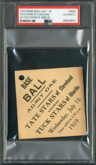 1919 Tate Stars Cleveland V Tuck Stars Of Oberlin Negro League Baseball Pass Psa