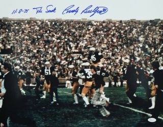Rudy Ruettiger " 11 - 8 - 75 The Sack " Notre Dame Signed 16x20 Photograph - Jsa