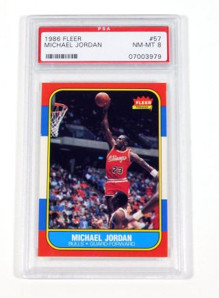 1986 - 87 Fleer Michael Jordan 57 Rookie Bulls Psa 8