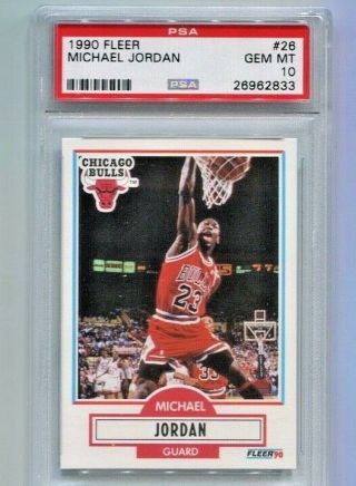 1990 Fleer - Michael Jordan - Card 26 - Chicago Bulls - Psa 10 Gem