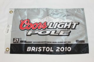 Brad Keselowski Signed Nascar Coors Light Pole Award Flag Bristol 2010 Rare