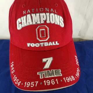2002 National 7 Time Champions Ohio State Buckeyes Football 3D Red Hat Cap 2