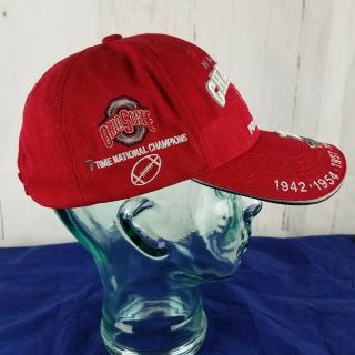 2002 National 7 Time Champions Ohio State Buckeyes Football 3D Red Hat Cap 5