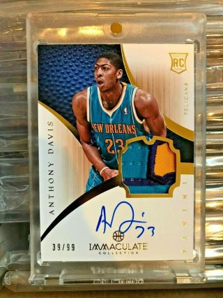 2012 - 13 Anthony Davis Immaculate 3clr Patch Rookie Rc Auto /99