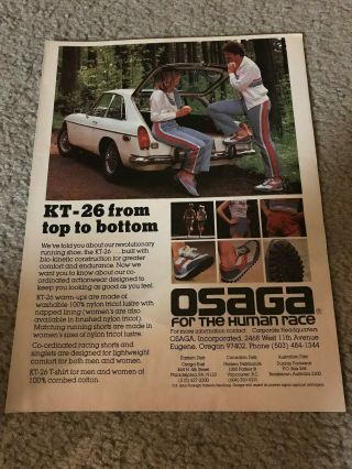 Vintage 1979 Osaga Kt - 26 Running Shoes Poster Print Ad 1970s " Human Race " Rare