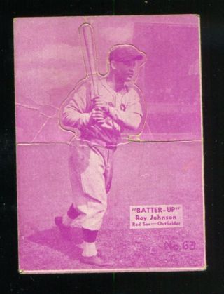 1934 - 36 Batter - Up 63 Roy Johnson Fr/gd Boston Red Sox Set Break