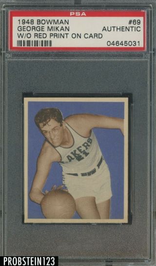 1948 Bowman Basketball 69 George Mikan Rc Rookie Hof Psa Missing Red Ink
