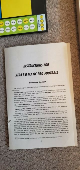1968 STRAT - O - MATIC PRO FOOTBALL BOARD GAME - Rare cards. 5