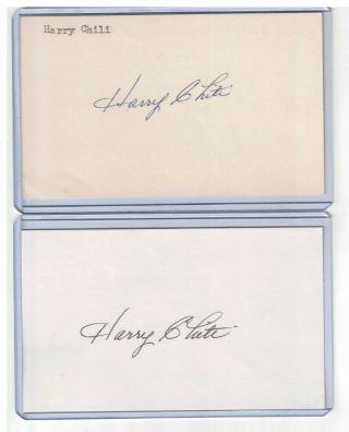 (2) Harry Chiti Index Card Signed 1962 York Mets Psa/dna Certified 1932 - 2002