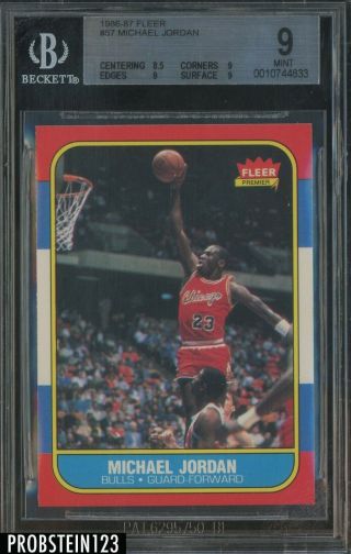 1986 Fleer 57 Michael Jordan Chicago Bulls Rc Rookie Hof Bgs 9 Hot Card