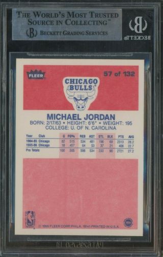 1986 Fleer 57 Michael Jordan Chicago Bulls RC Rookie HOF BGS 9 HOT CARD 2