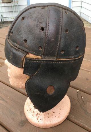 Antique Leather Football Helmet Dog Ear 1929 - 1931 Stall & Dean Made In Usa 5478