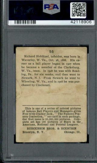 1914 Cracker Jack 55 Dick Hoblitzel PSA 1 4