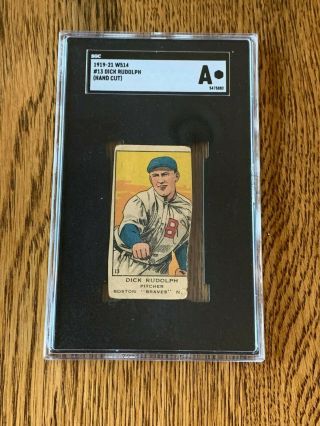 1919 - 21 W514 Dick Rudolph 13 Hand Cut Baseball Card - Sgc Authentic