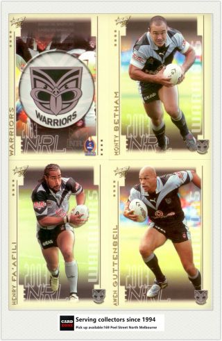 2003 Select Nrl Xl Series Trading Card Base Team Set Warriors (11)
