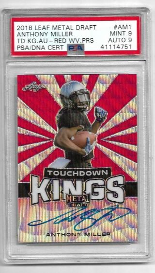 2018 Leaf Metal Td Kings Red Wave 1/2 Auto,  Anthony Miller,  Rc,  Bears,  Psa 9