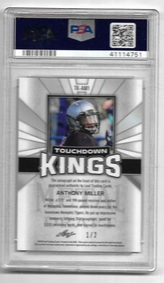 2018 LEAF METAL TD KINGS RED WAVE 1/2 AUTO,  ANTHONY MILLER,  RC,  BEARS,  PSA 9 2