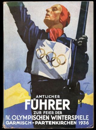 1936 Winter Olympics Germany Program Book Fuhrer Hitler Sonja Henie Hockey Skate