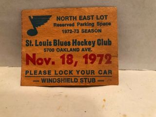 St.  Louis Blues Parking Ticket Stub 1972