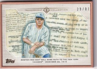 2017 Transcendent Babe Ruth 29/87 Yankees