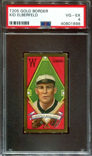 1911 T205 Kid Elberfeld Washington Senators Psa 4