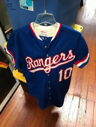 1984 Texas Rangers Game Jersey 10 Ned Yost Kevin Buckley Size 42