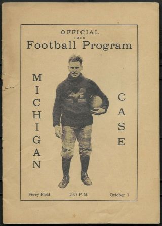 Oct.  7,  1916 University Of Michigan Vs.  Case Football Program