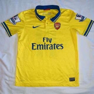 Nike Arsenal Fly Emirates Soccer Jersey Dri Fit Polo Yellow Lage 11 Ozil Rare