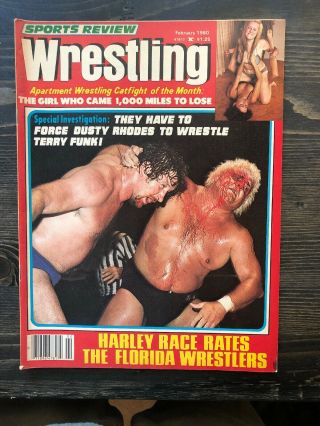 Sports Review Wrestling February 1980.  Dusty Is Afraid Of Funk
